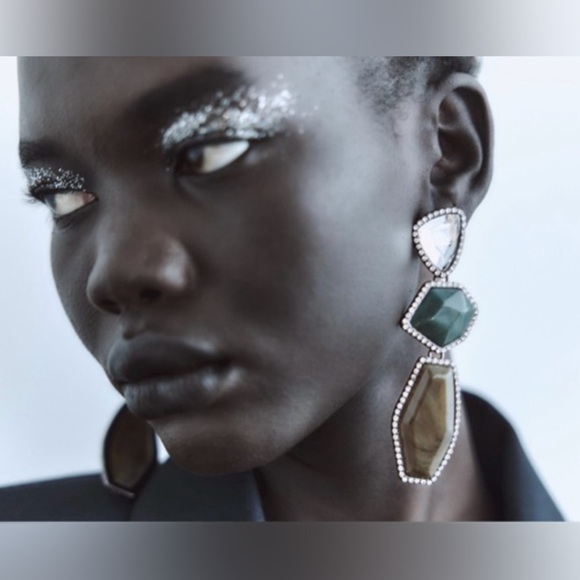 Zara Jewel stone earrings Beautiful & Elegant ✨✨🔥 NWT - Picture 7 of 12